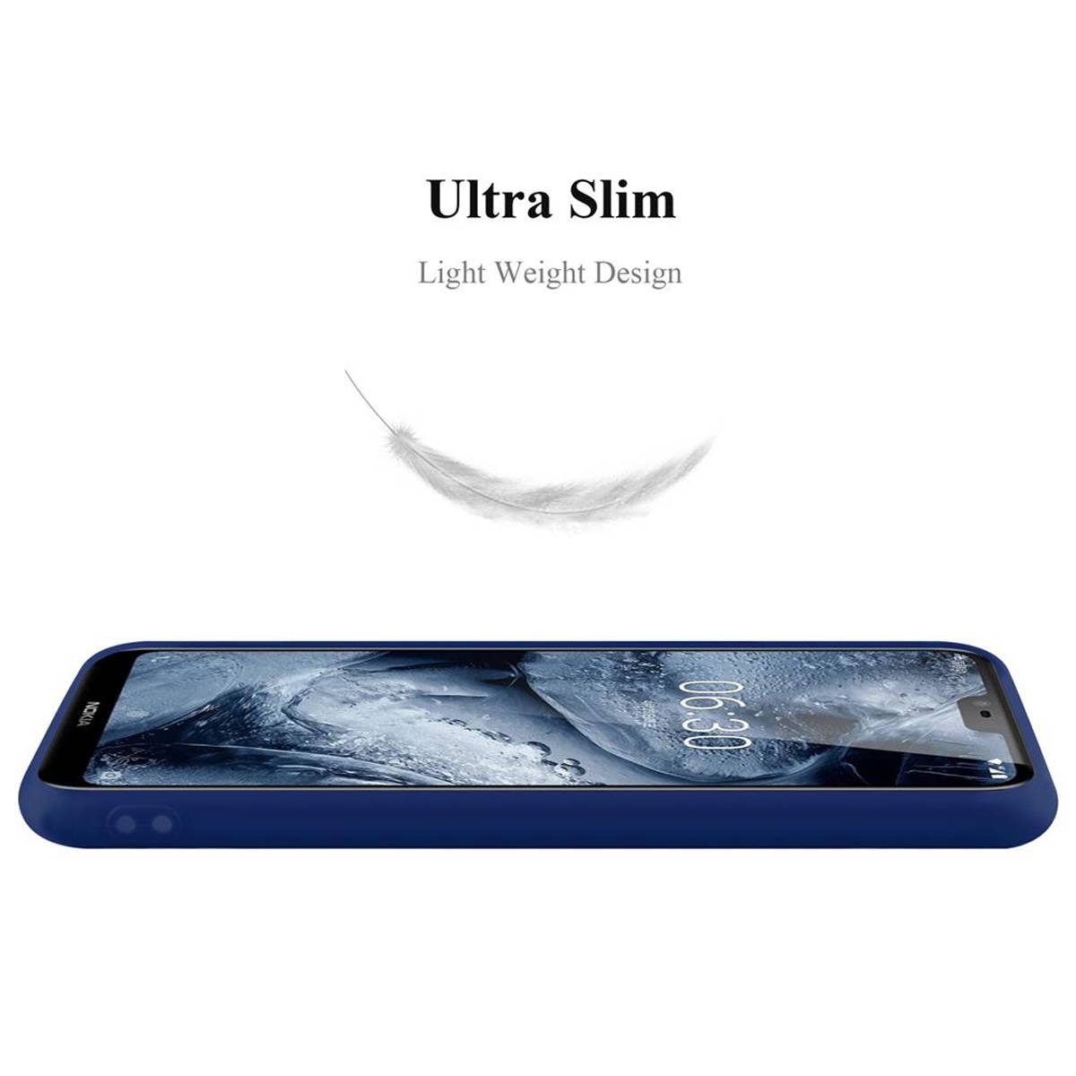 Cadorabo Hülle für Nokia 6.1 PLUS / X6 Schutzhülle in Blau Handyhülle TPU Silikon Etui Case Cover