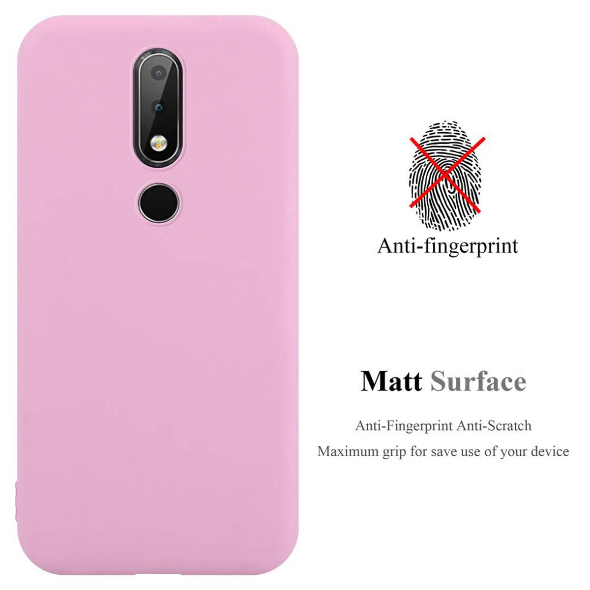 Cadorabo Hülle für Nokia 6.1 PLUS / X6 Schutzhülle in Rosa Handyhülle TPU Silikon Etui Case Cover