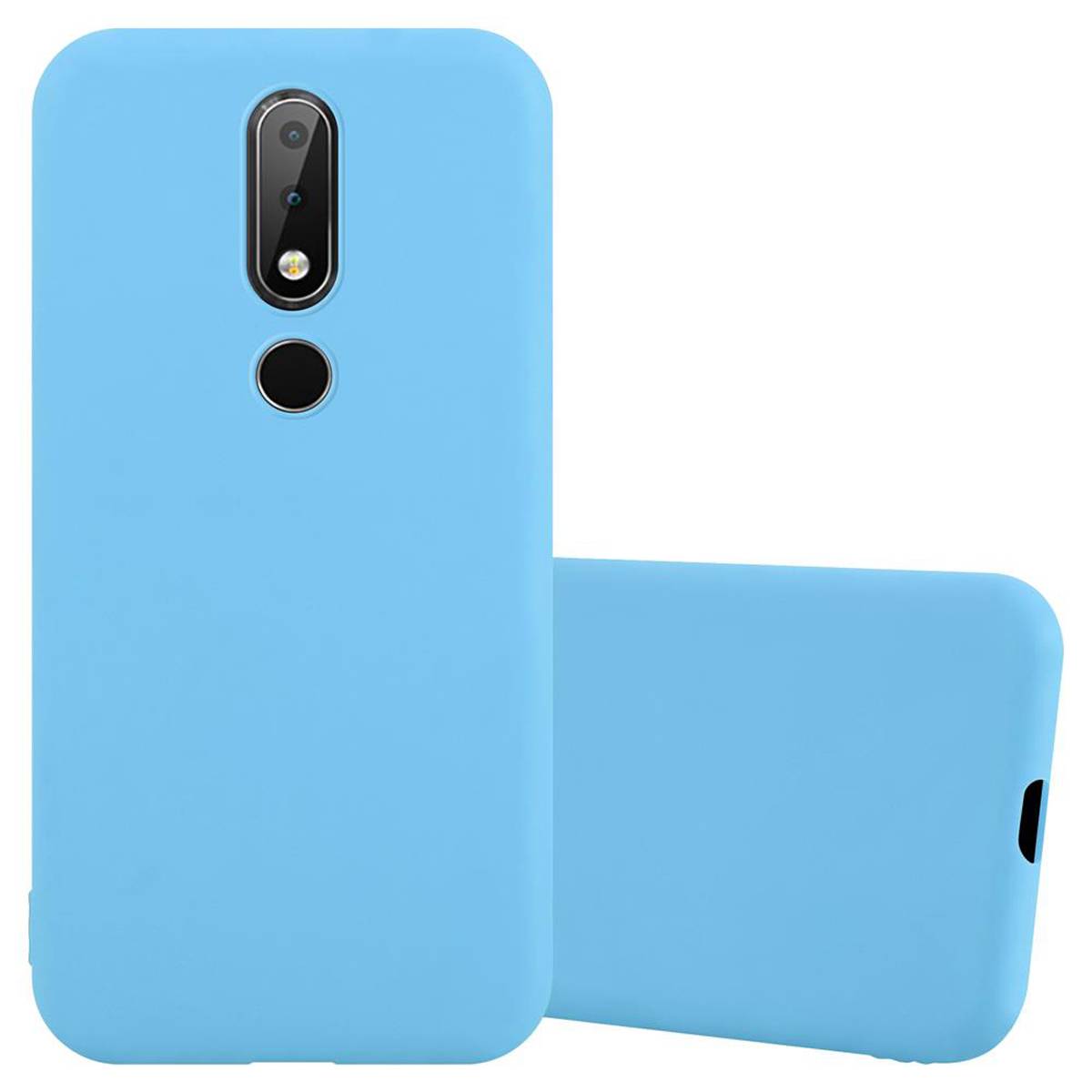 Cadorabo Hülle für Nokia 6.1 PLUS / X6 Schutzhülle in Blau Handyhülle TPU Silikon Etui Case Cover