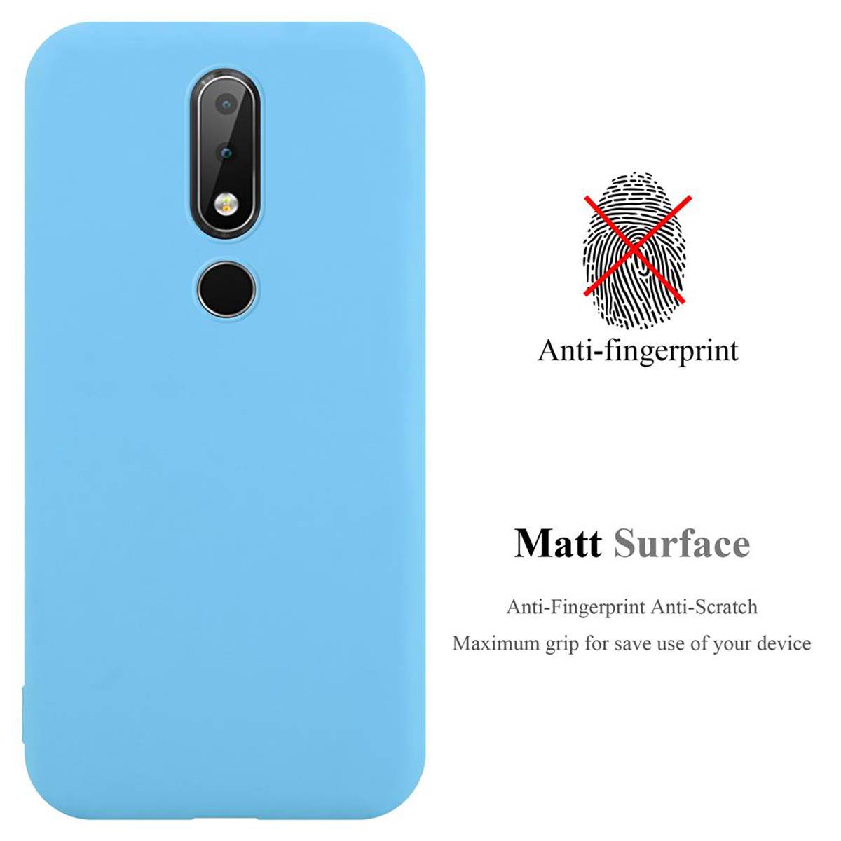 Cadorabo Hülle für Nokia 6.1 PLUS / X6 Schutzhülle in Blau Handyhülle TPU Silikon Etui Case Cover