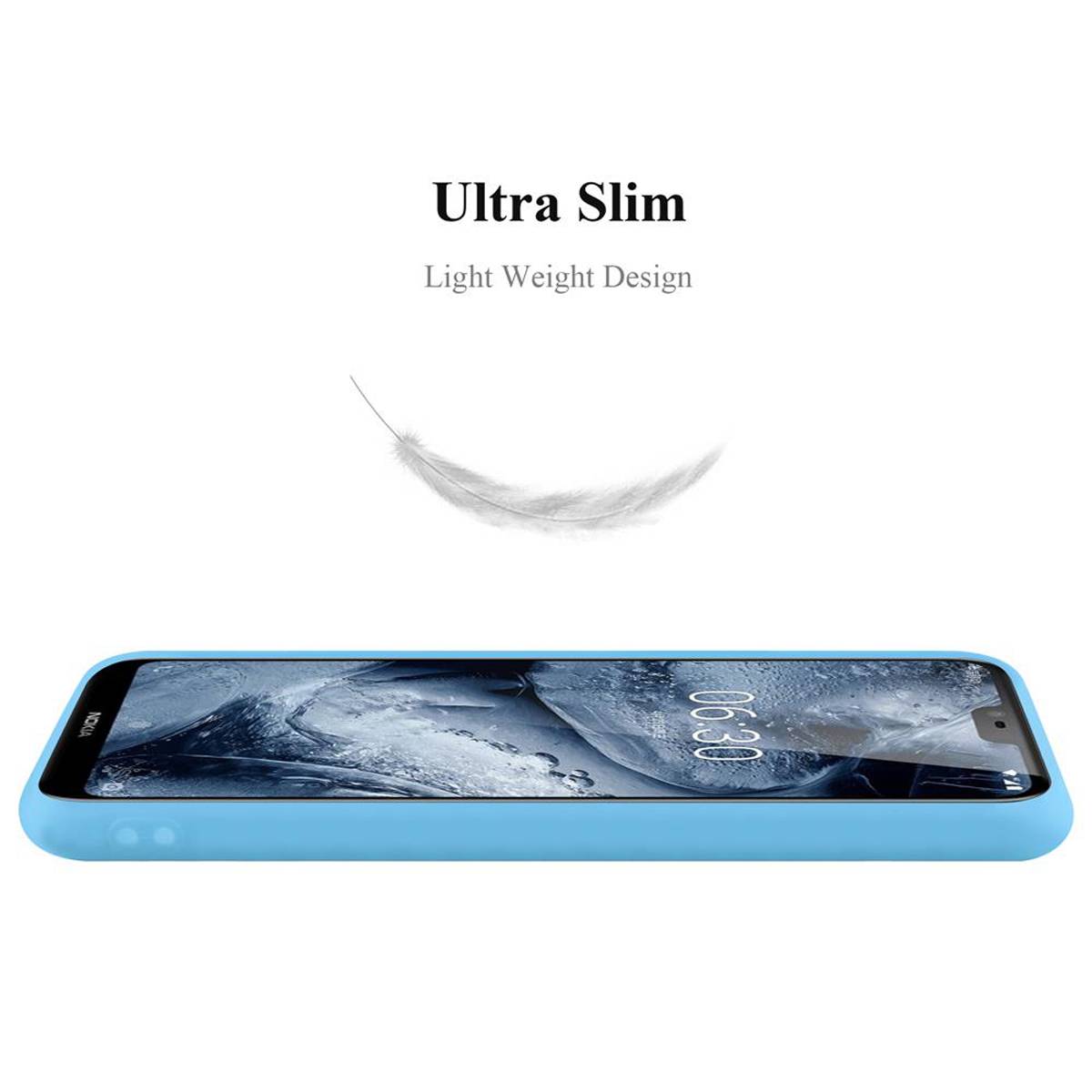 Cadorabo Hülle für Nokia 6.1 PLUS / X6 Schutzhülle in Blau Handyhülle TPU Silikon Etui Case Cover