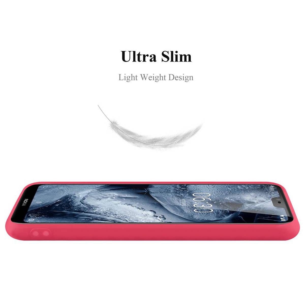 Cadorabo Hülle für Nokia 6.1 PLUS / X6 Schutzhülle in Rot Handyhülle TPU Silikon Etui Case Cover