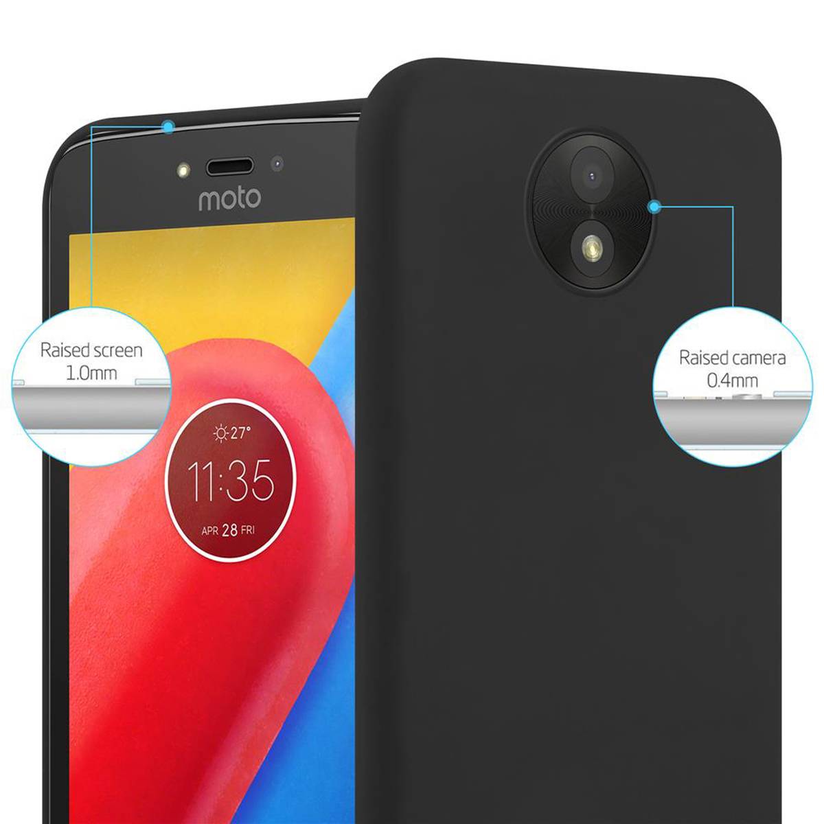 Cadorabo Hülle für Motorola MOTO C Schutzhülle in Schwarz Handyhülle TPU Silikon Etui Case Cover