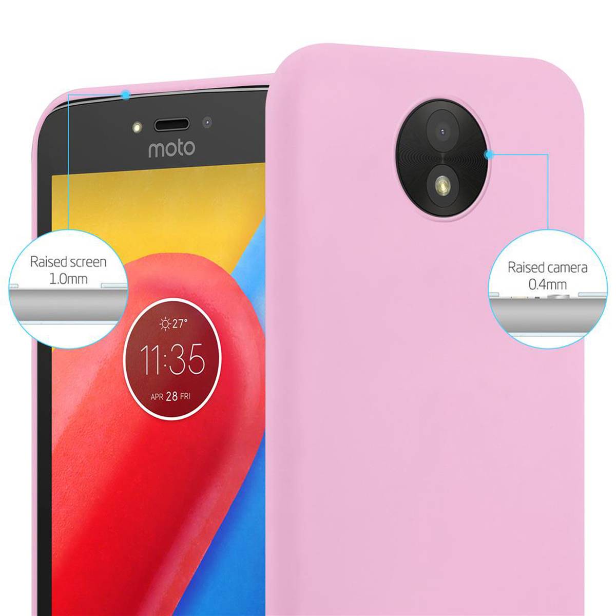 Cadorabo Hülle für Motorola MOTO C Schutzhülle in Rosa Handyhülle TPU Silikon Etui Case Cover