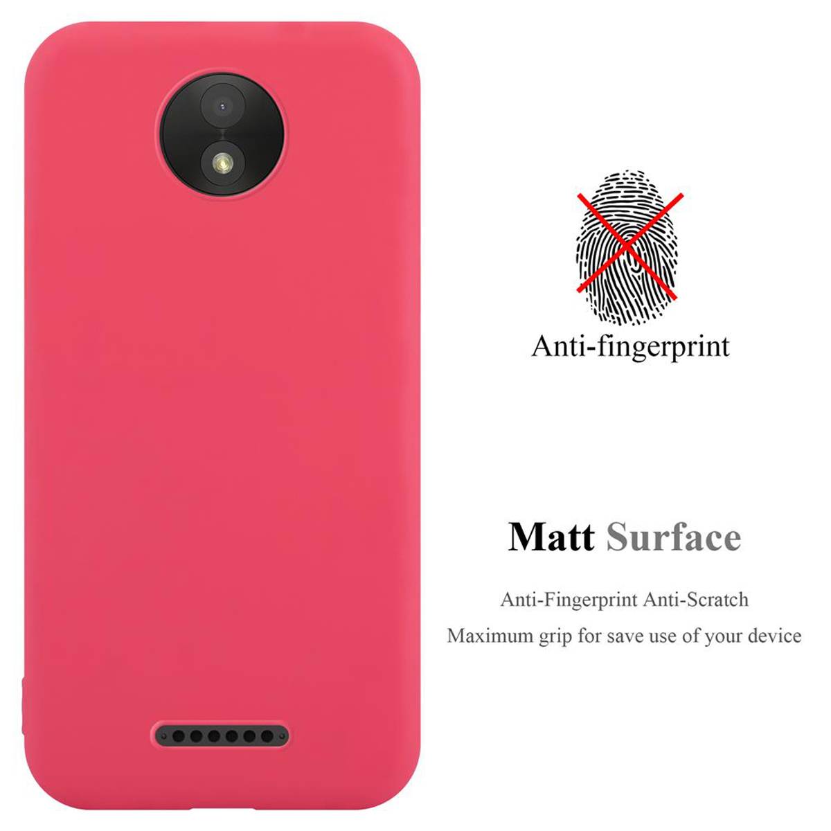 Cadorabo Hülle für Motorola MOTO C Schutzhülle in Rot Handyhülle TPU Silikon Etui Case Cover