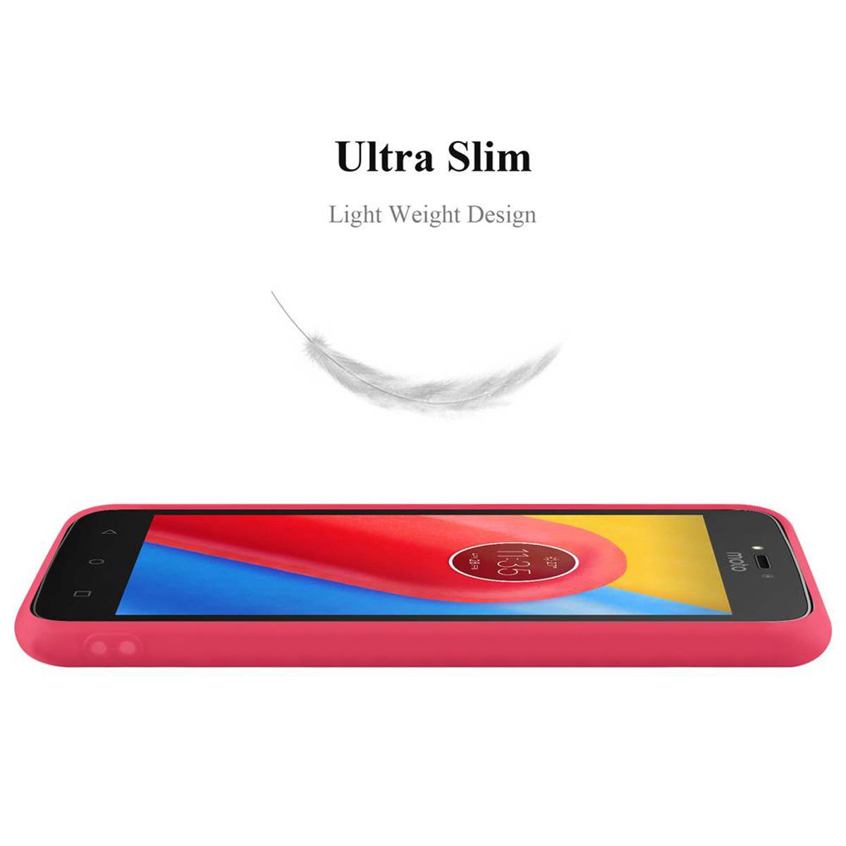 Cadorabo Hülle für Motorola MOTO C Schutzhülle in Rot Handyhülle TPU Silikon Etui Case Cover