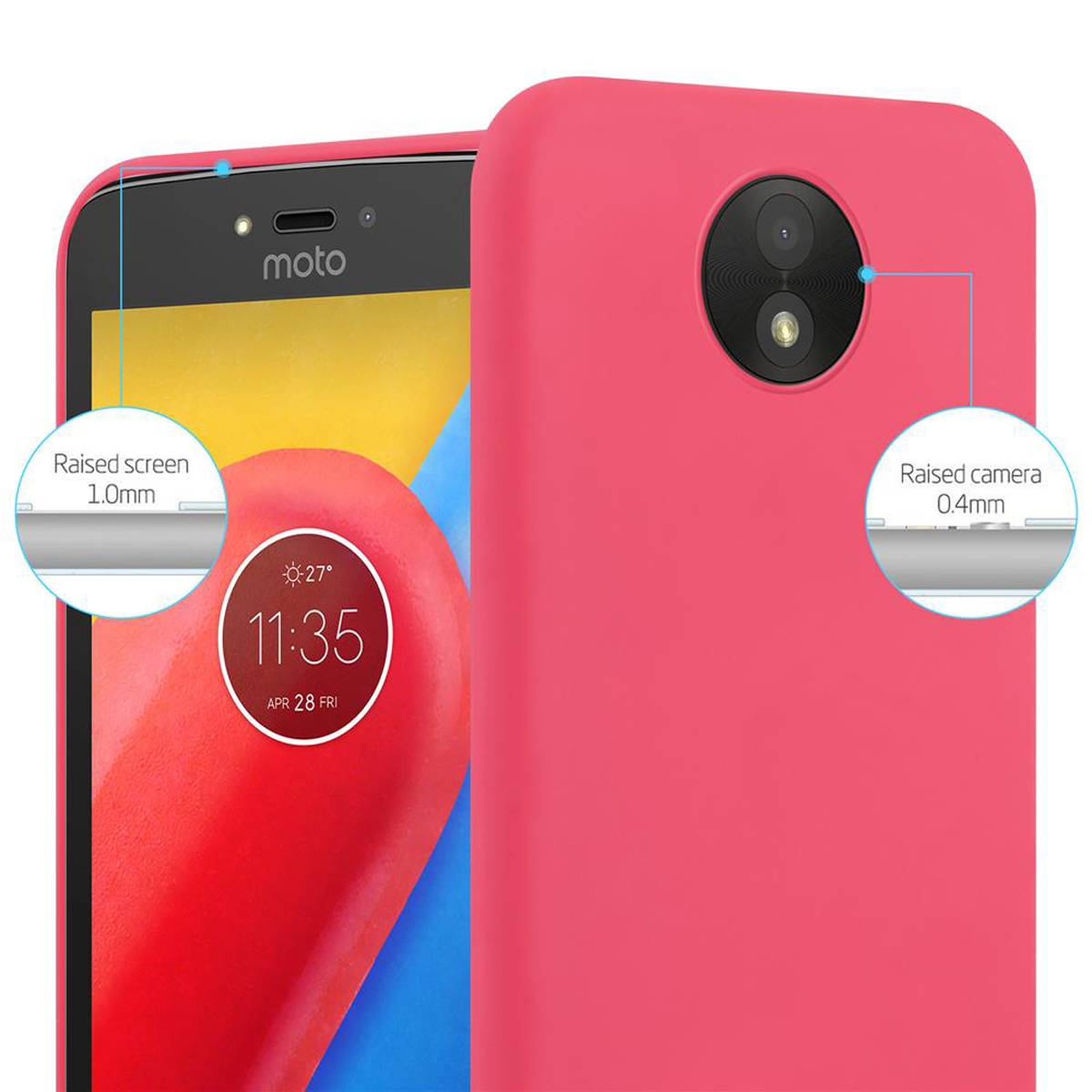 Cadorabo Hülle für Motorola MOTO C Schutzhülle in Rot Handyhülle TPU Silikon Etui Case Cover