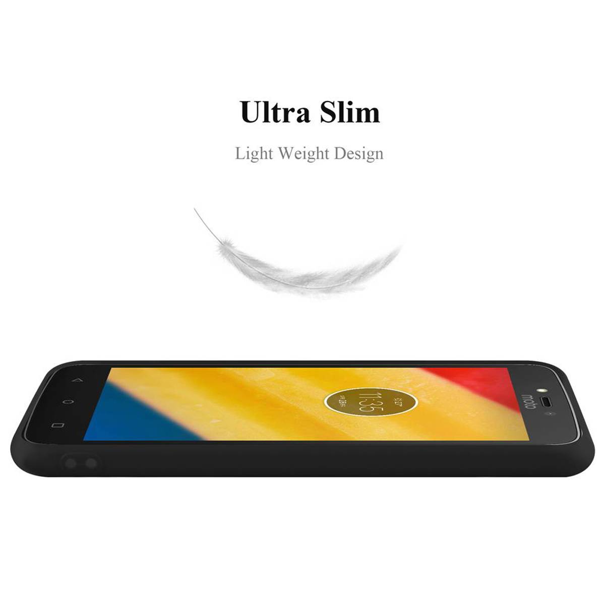 Cadorabo Hülle für Motorola MOTO C PLUS Schutzhülle in Schwarz Handyhülle TPU Silikon Etui Case Cover