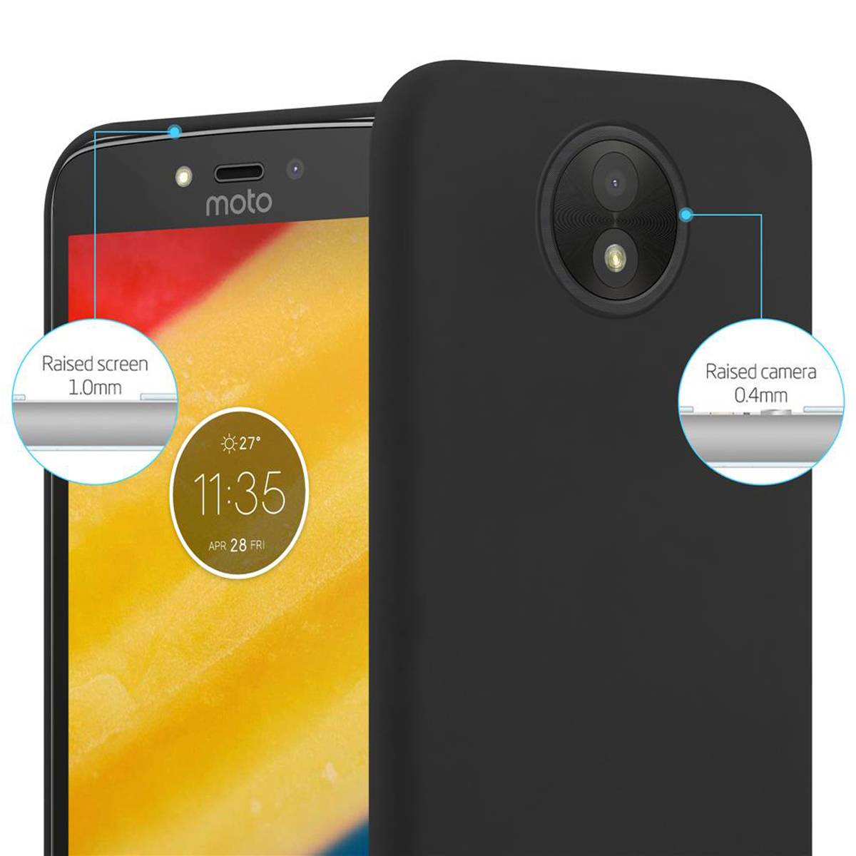 Cadorabo Hülle für Motorola MOTO C PLUS Schutzhülle in Schwarz Handyhülle TPU Silikon Etui Case Cover