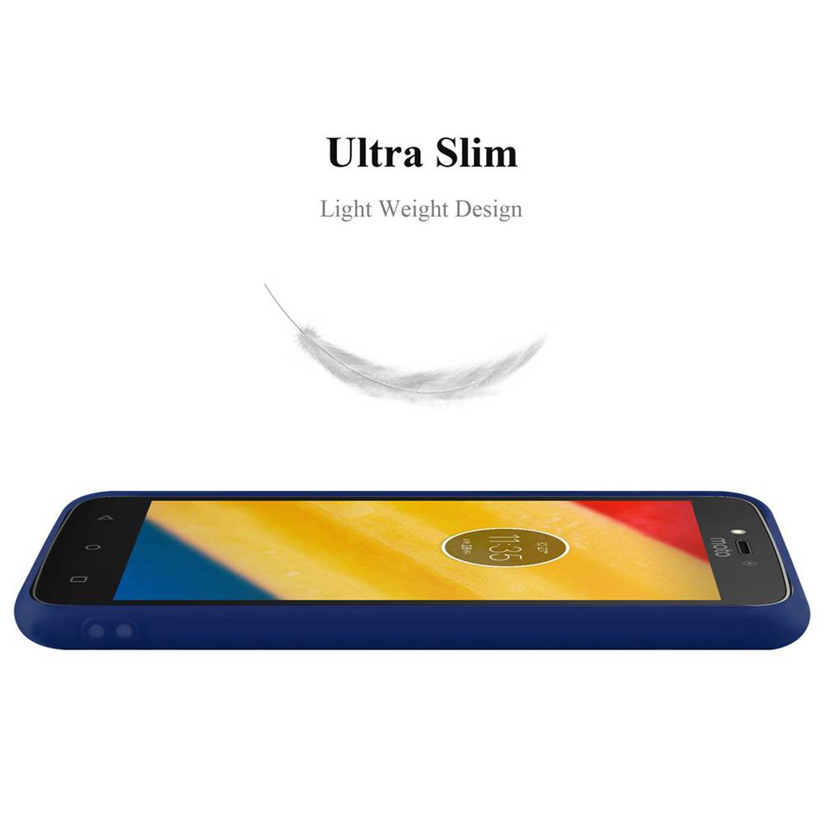 Cadorabo Hülle für Motorola MOTO C PLUS Schutzhülle in Blau Handyhülle TPU Silikon Etui Case Cover
