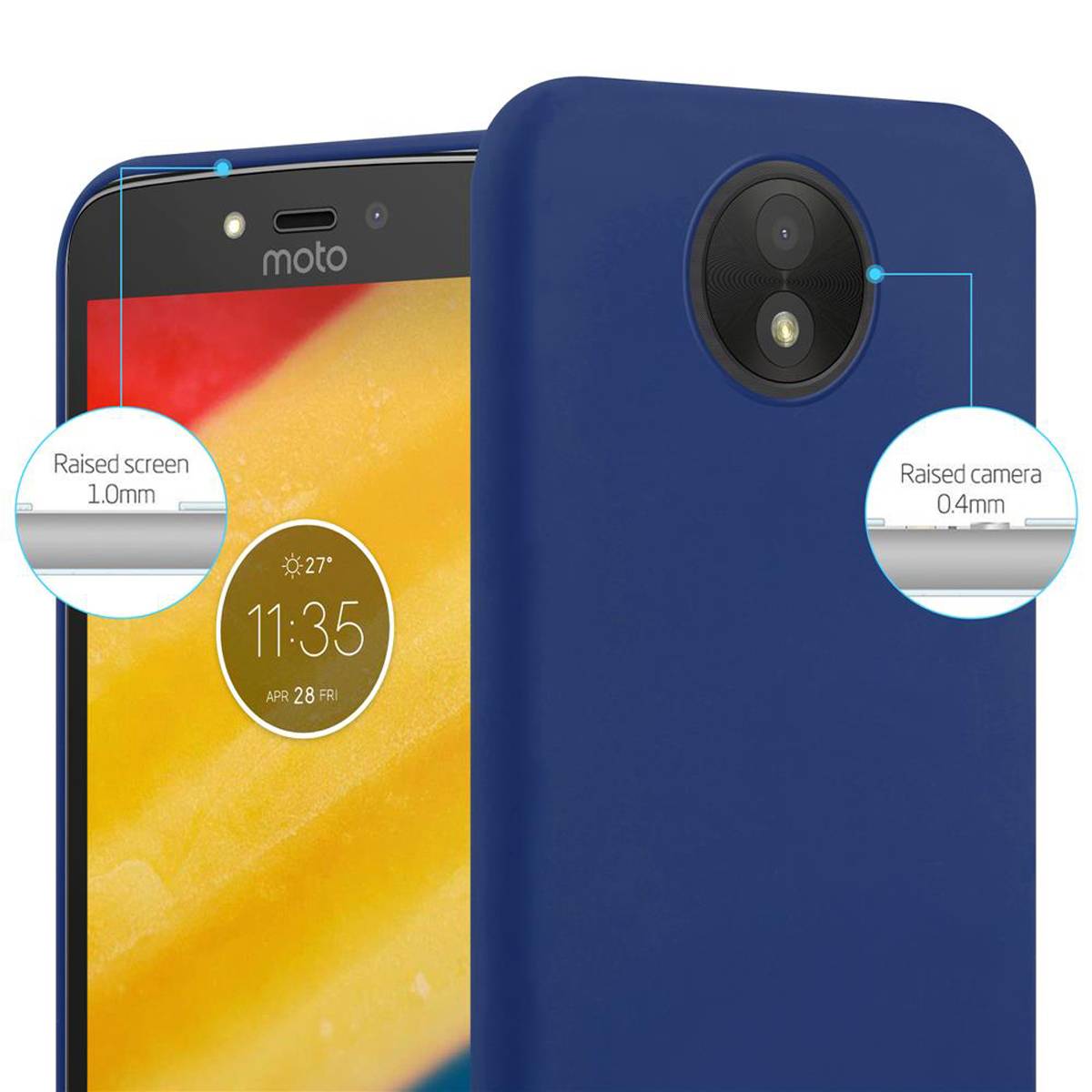 Cadorabo Hülle für Motorola MOTO C PLUS Schutzhülle in Blau Handyhülle TPU Silikon Etui Case Cover