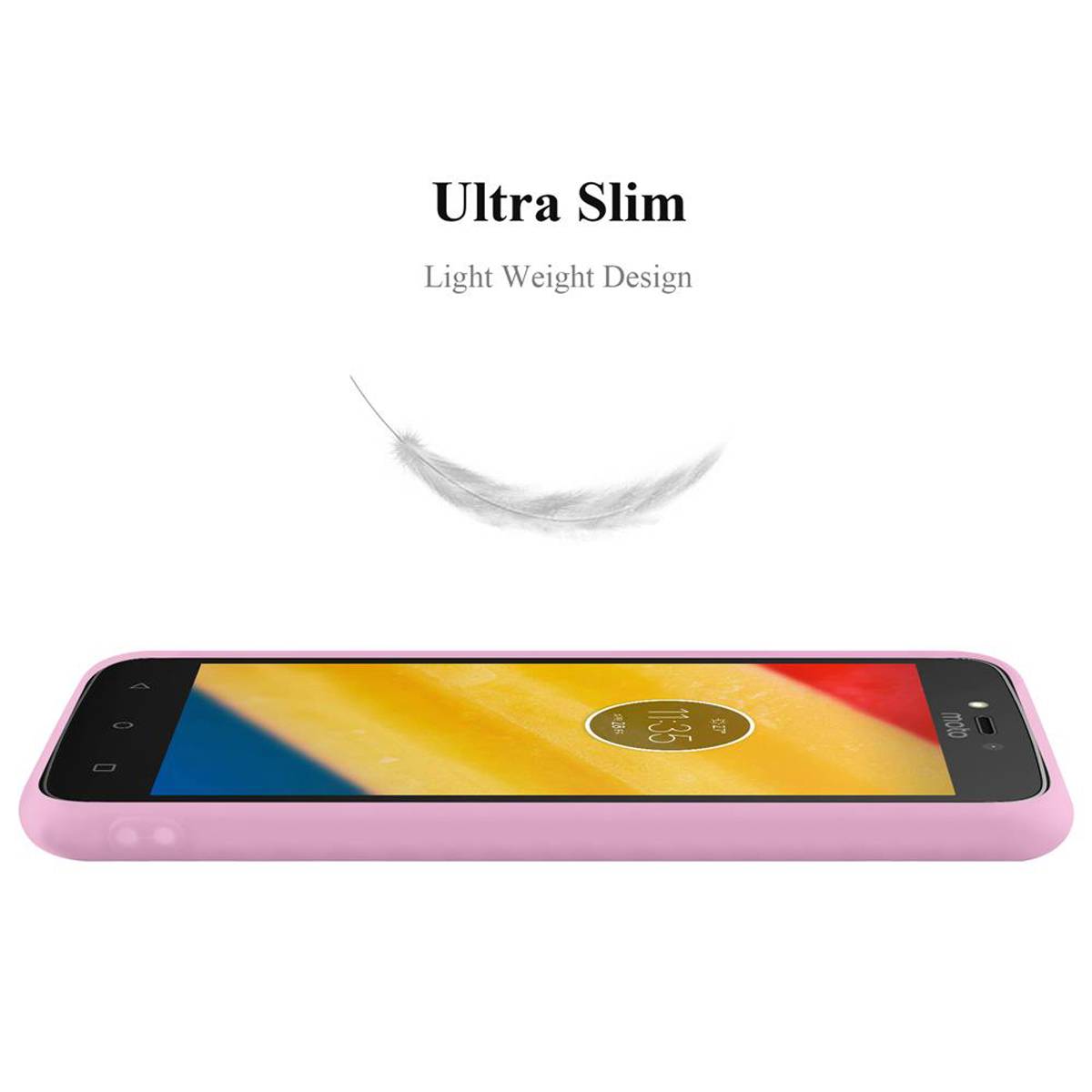 Cadorabo Hülle für Motorola MOTO C PLUS Schutzhülle in Rosa Handyhülle TPU Silikon Etui Case Cover