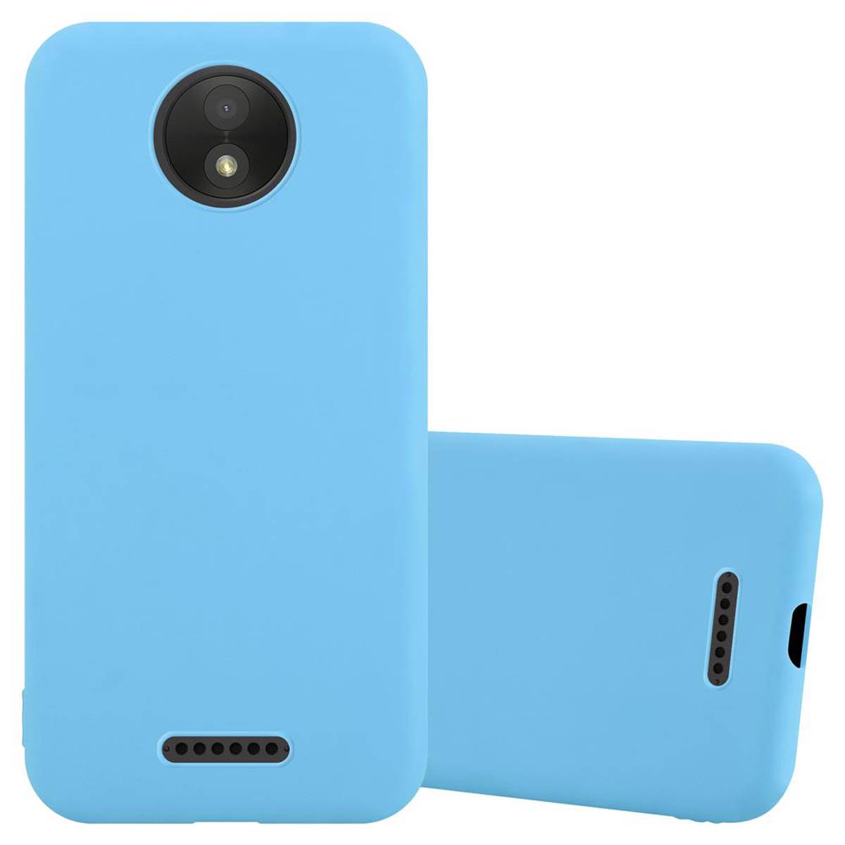 Cadorabo Hülle für Motorola MOTO C PLUS Schutzhülle in Blau Handyhülle TPU Silikon Etui Case Cover