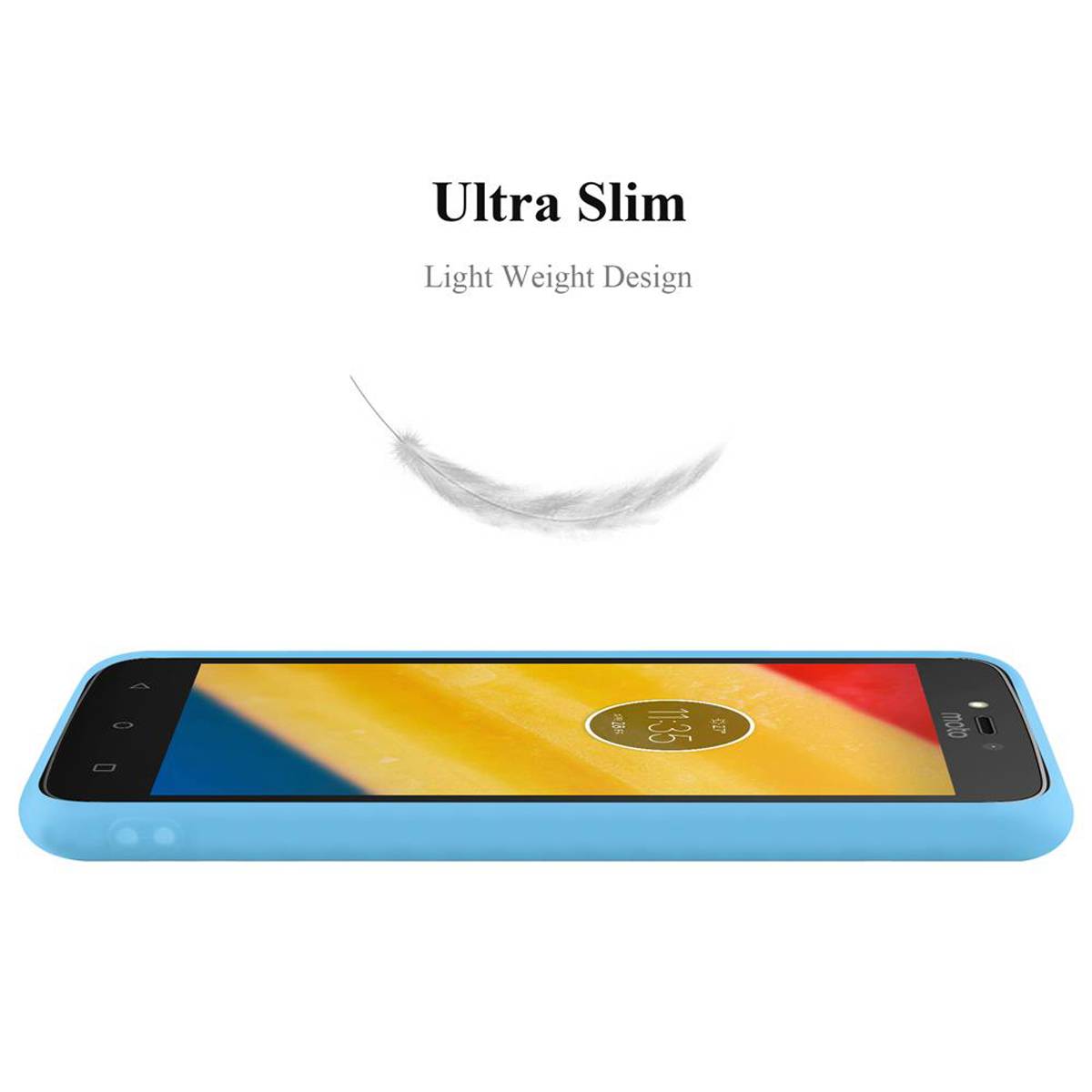 Cadorabo Hülle für Motorola MOTO C PLUS Schutzhülle in Blau Handyhülle TPU Silikon Etui Case Cover