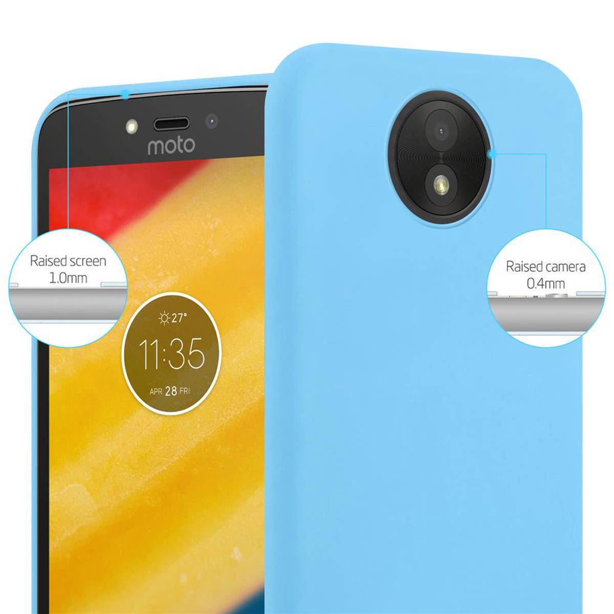 Cadorabo Hülle für Motorola MOTO C PLUS Schutzhülle in Blau Handyhülle TPU Silikon Etui Case Cover