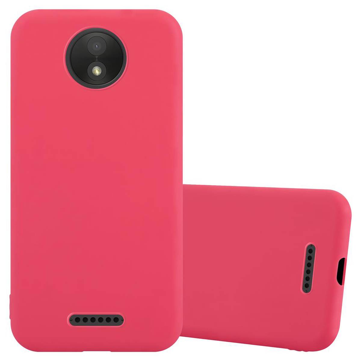 Cadorabo Hülle für Motorola MOTO C PLUS Schutzhülle in Rot Handyhülle TPU Silikon Etui Case Cover