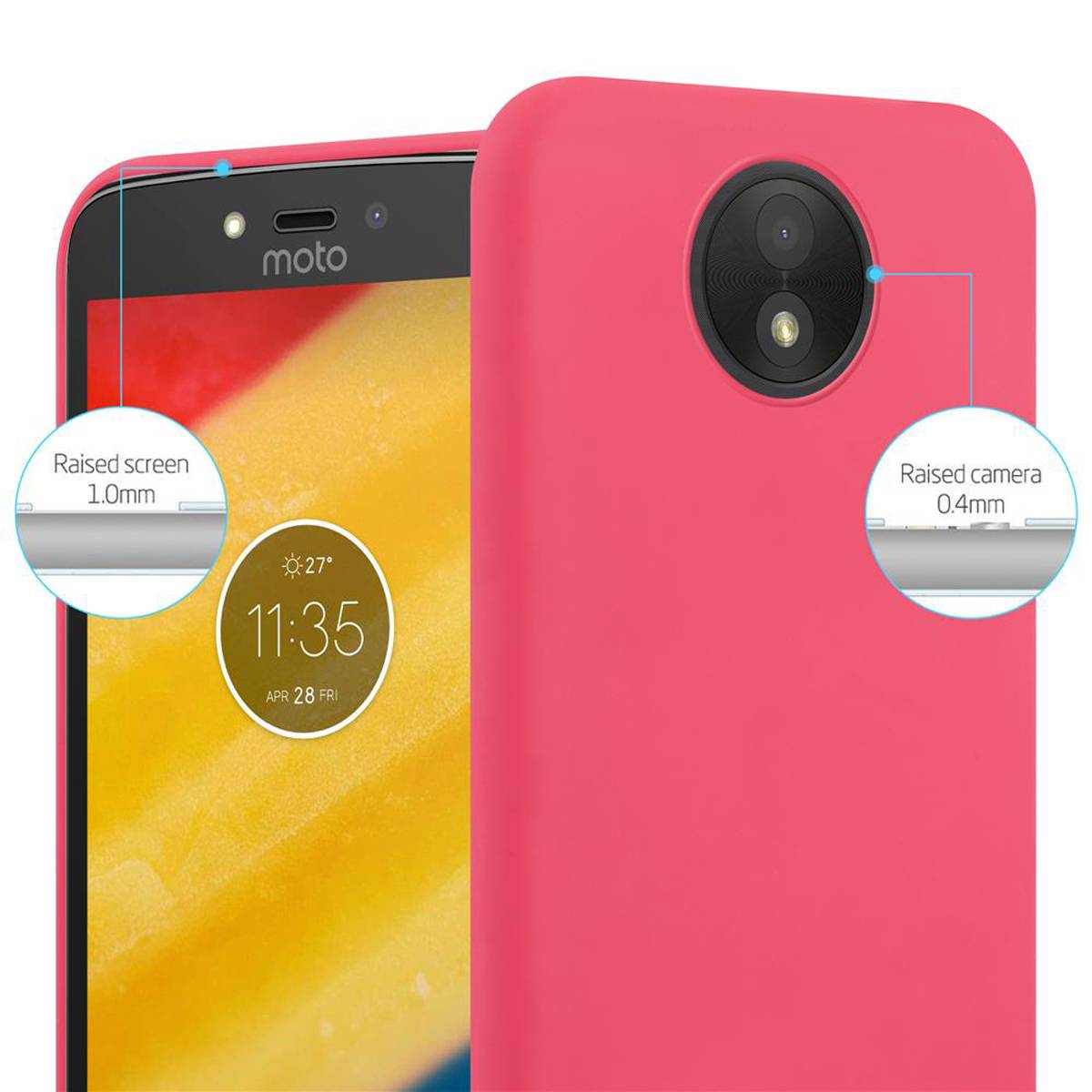 Cadorabo Hülle für Motorola MOTO C PLUS Schutzhülle in Rot Handyhülle TPU Silikon Etui Case Cover