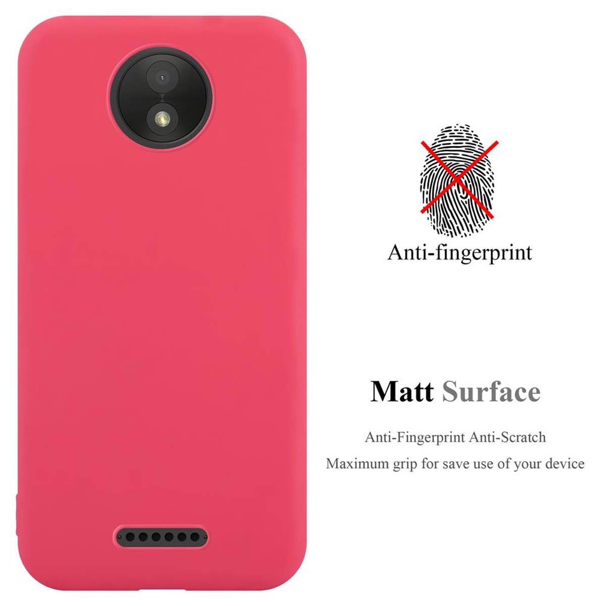 Cadorabo Hülle für Motorola MOTO C PLUS Schutzhülle in Rot Handyhülle TPU Silikon Etui Case Cover