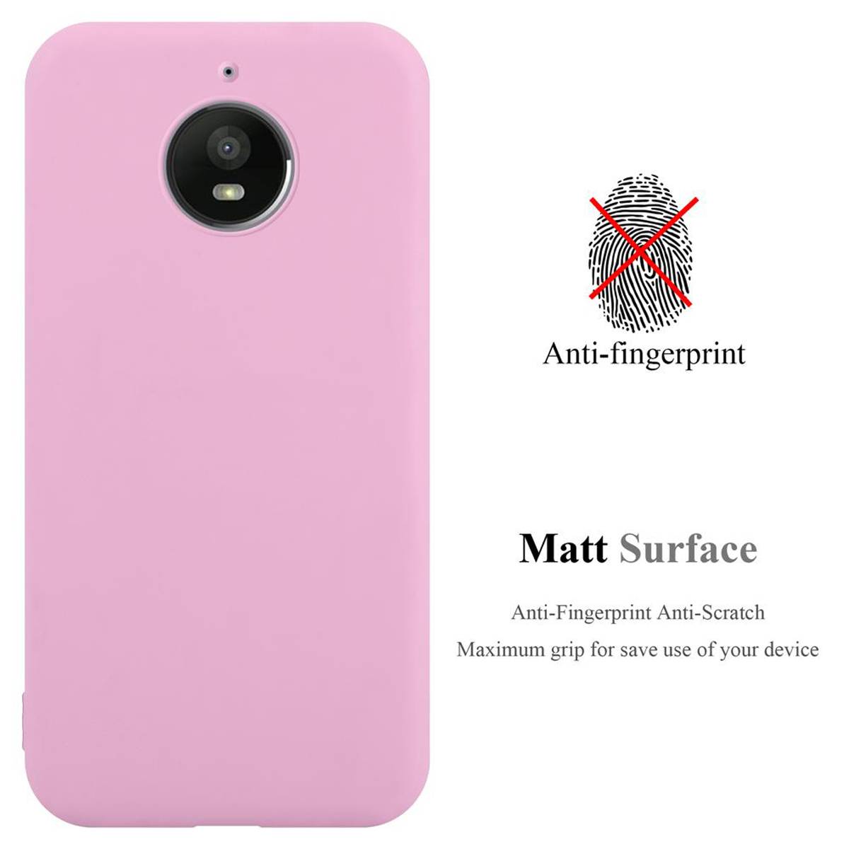 Cadorabo Hülle für Motorola MOTO E4 PLUS Schutzhülle in Rosa Handyhülle TPU Silikon Etui Case Cover