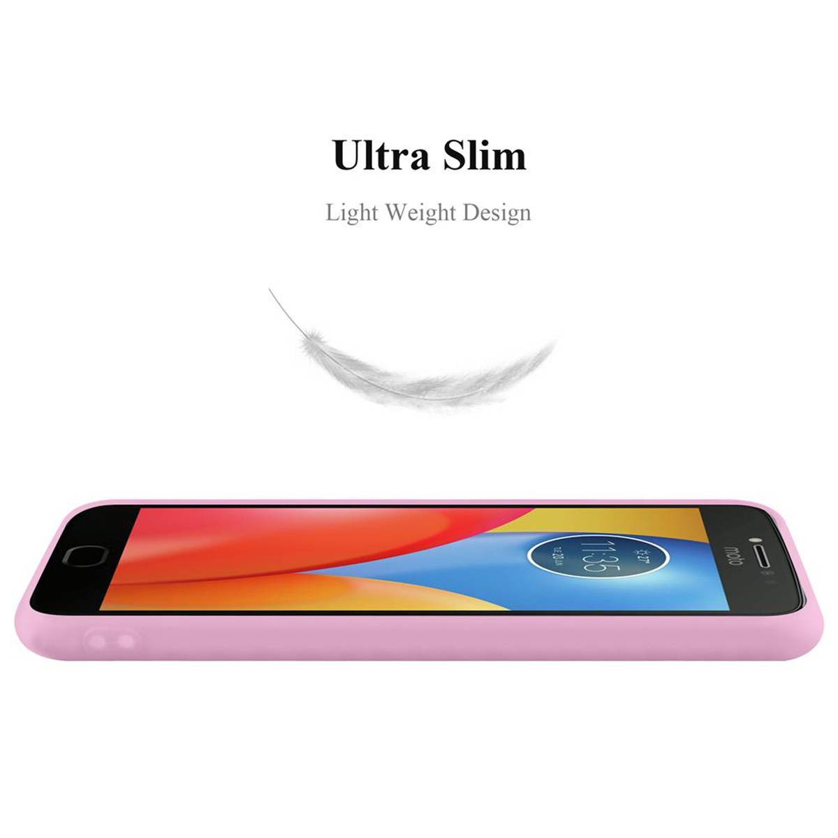 Cadorabo Hülle für Motorola MOTO E4 PLUS Schutzhülle in Rosa Handyhülle TPU Silikon Etui Case Cover