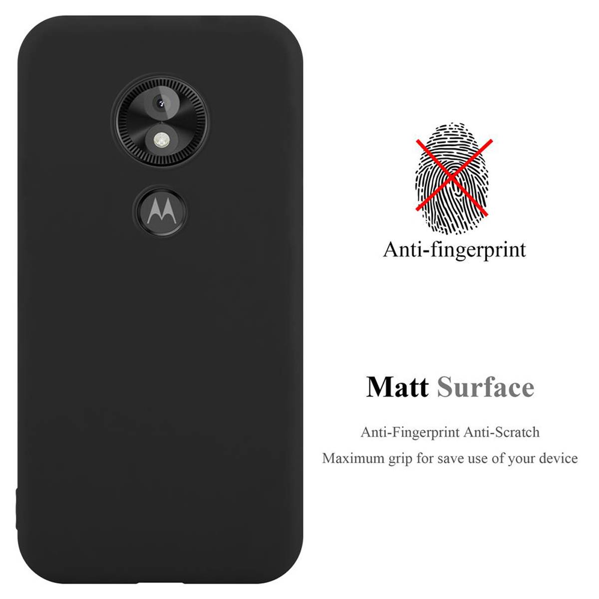 Cadorabo Hülle für Motorola MOTO E5 PLAY Schutzhülle in Schwarz Handyhülle TPU Silikon Etui Case Cover