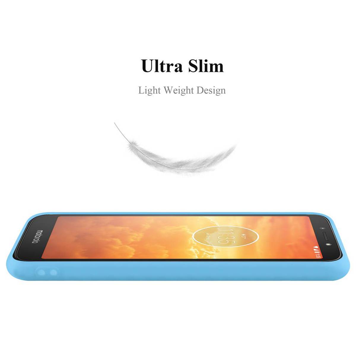 Cadorabo Hülle für Motorola MOTO E5 PLAY Schutzhülle in Blau Handyhülle TPU Silikon Etui Case Cover