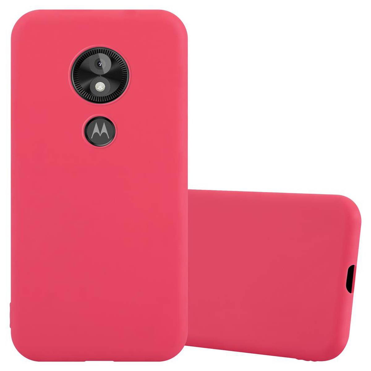 Cadorabo Hülle für Motorola MOTO E5 PLAY Schutzhülle in Rot Handyhülle TPU Silikon Etui Case Cover