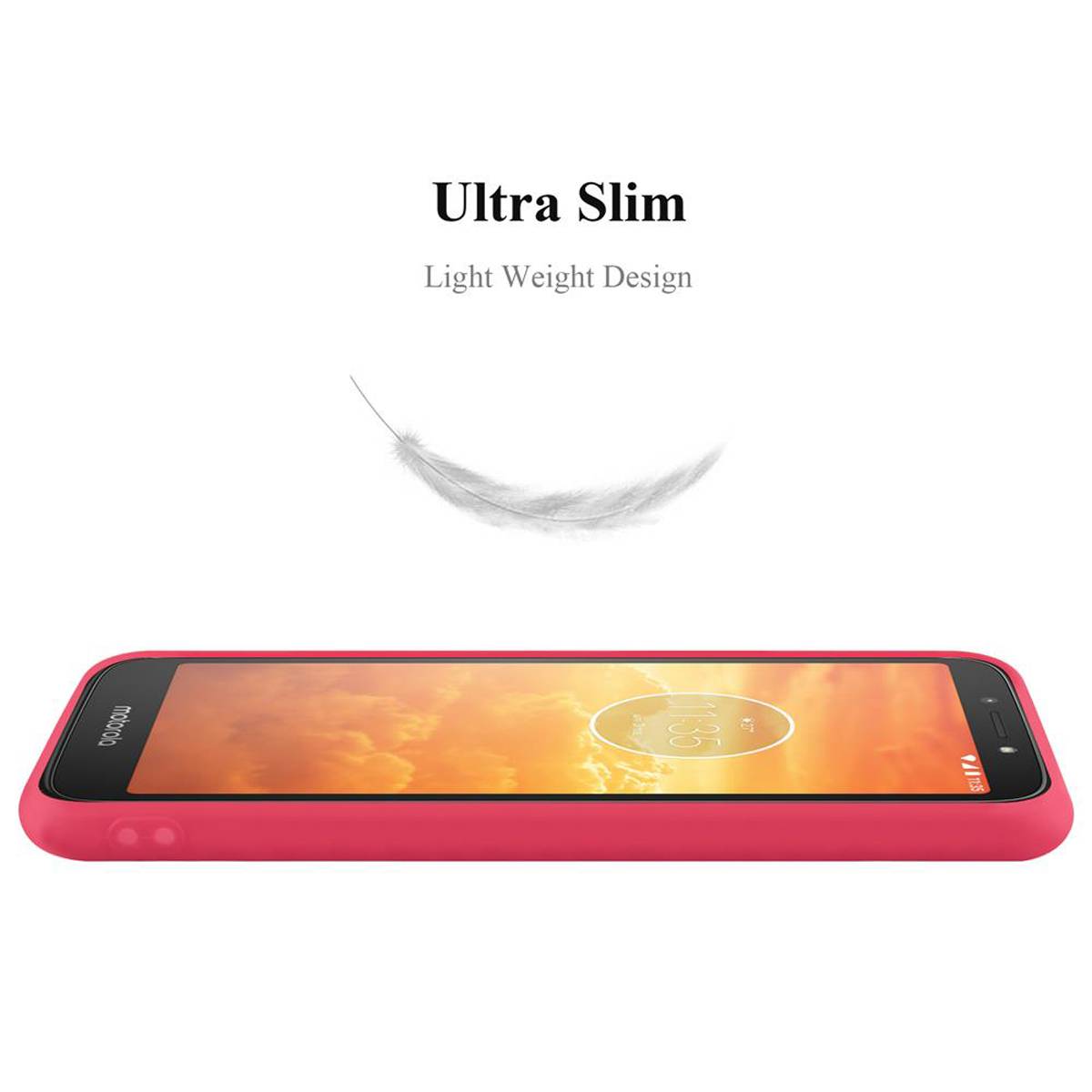 Cadorabo Hülle für Motorola MOTO E5 PLAY Schutzhülle in Rot Handyhülle TPU Silikon Etui Case Cover