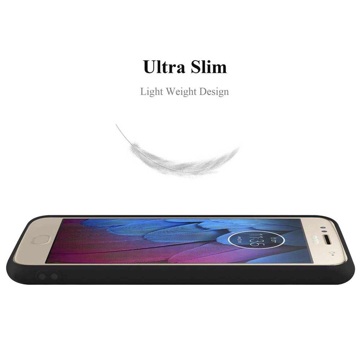Cadorabo Hülle für Motorola MOTO G5S Schutzhülle in Schwarz Handyhülle TPU Silikon Etui Case Cover