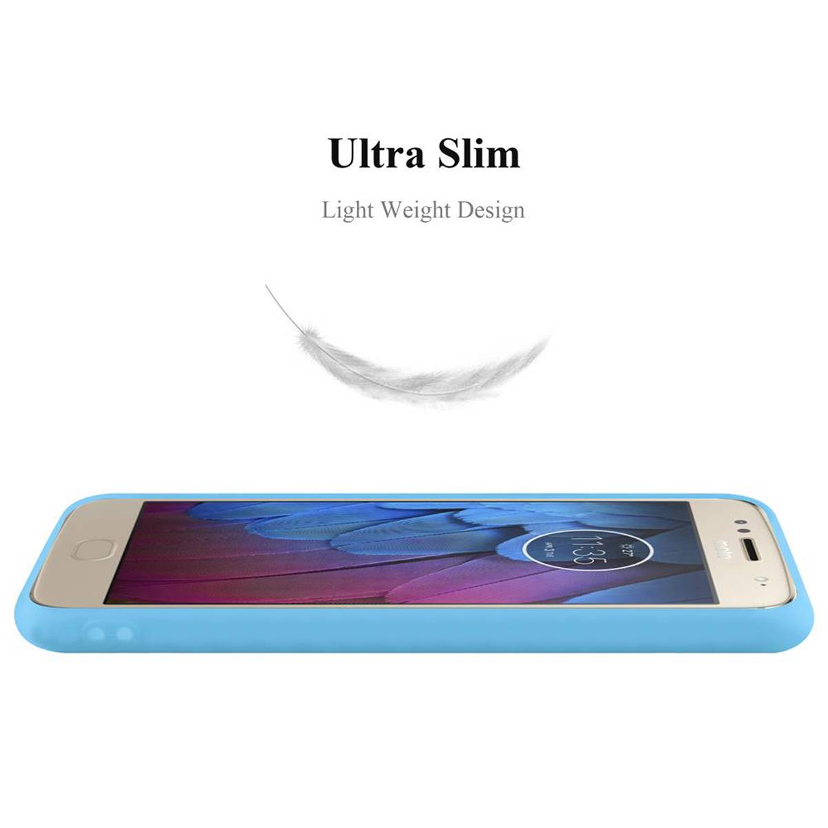 Cadorabo Hülle für Motorola MOTO G5S Schutzhülle in Blau Handyhülle TPU Silikon Etui Case Cover