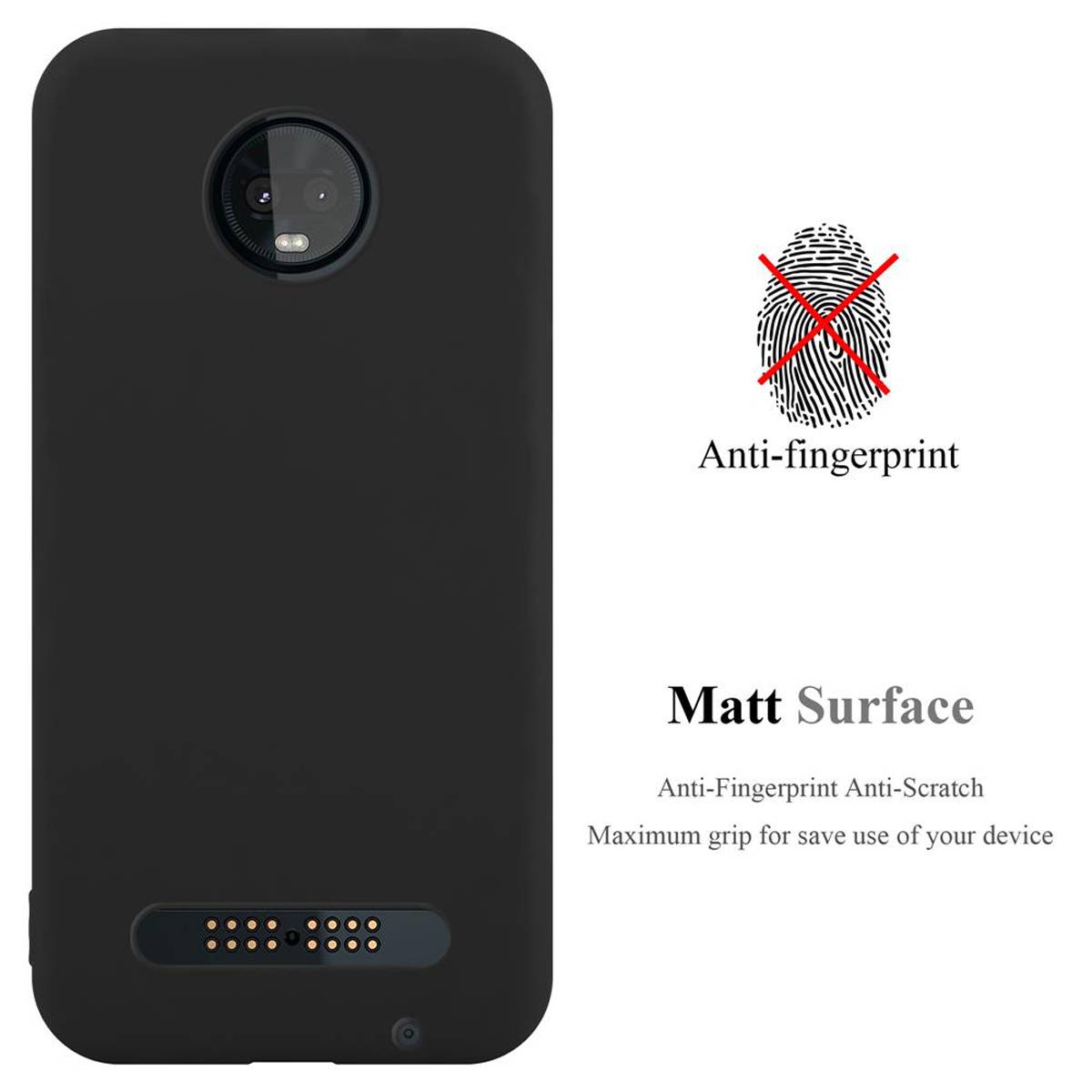 Cadorabo Hülle für Motorola MOTO Z3 PLAY Schutzhülle in Schwarz Handyhülle TPU Silikon Etui Case Cover