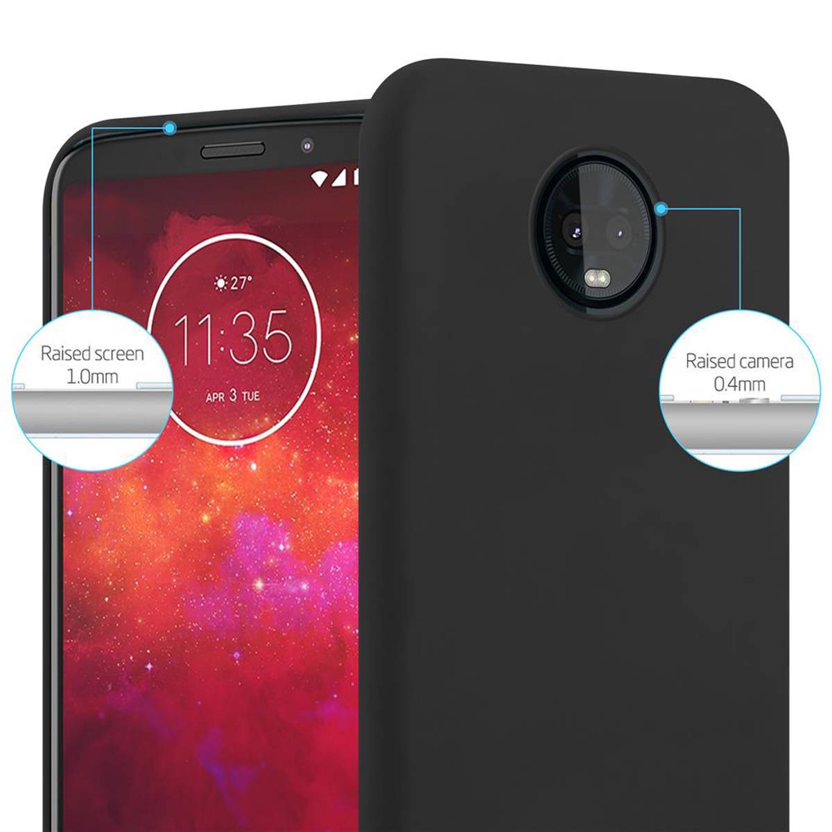 Cadorabo Hülle für Motorola MOTO Z3 PLAY Schutzhülle in Schwarz Handyhülle TPU Silikon Etui Case Cover