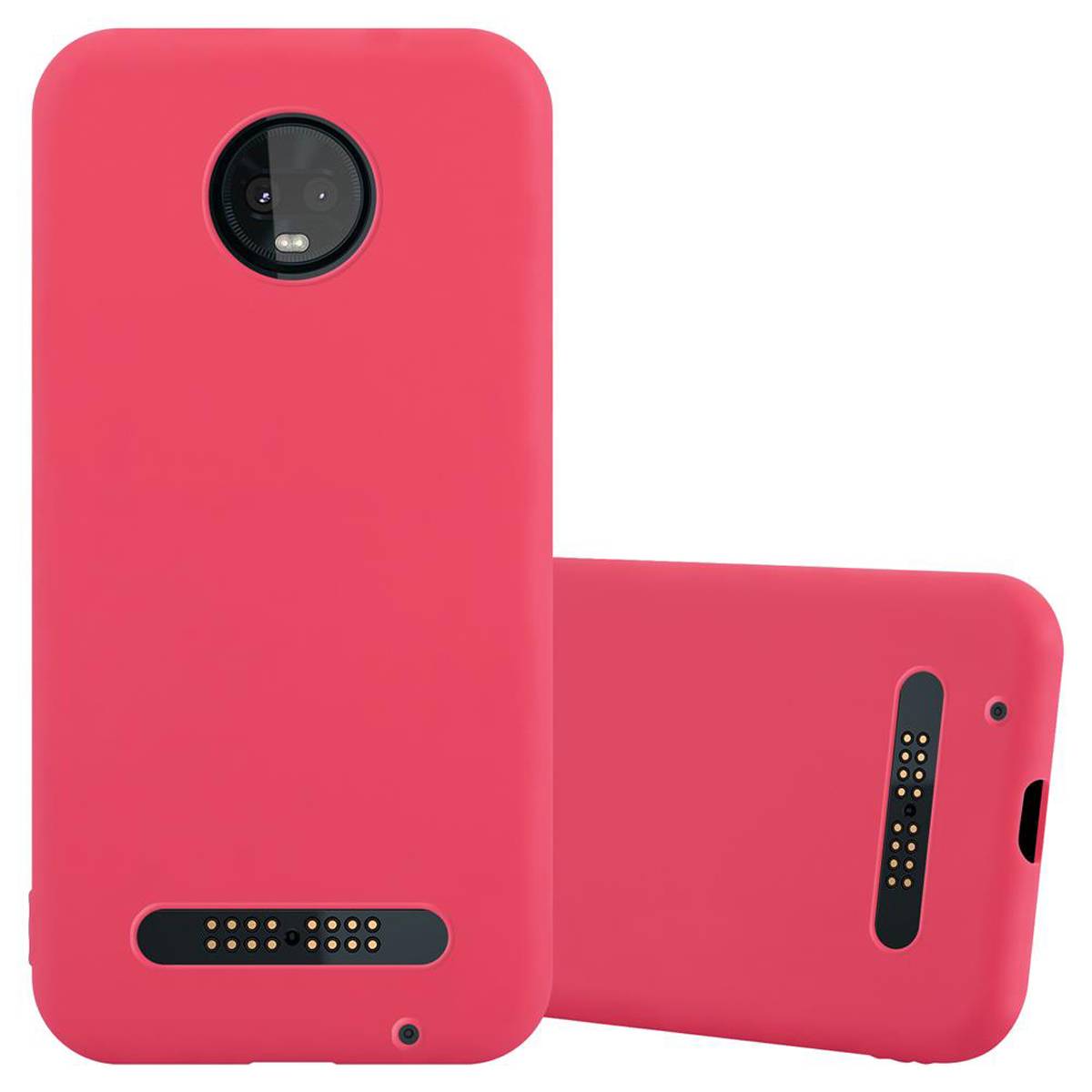 Cadorabo Hülle für Motorola MOTO Z3 PLAY Schutzhülle in Rot Handyhülle TPU Silikon Etui Case Cover