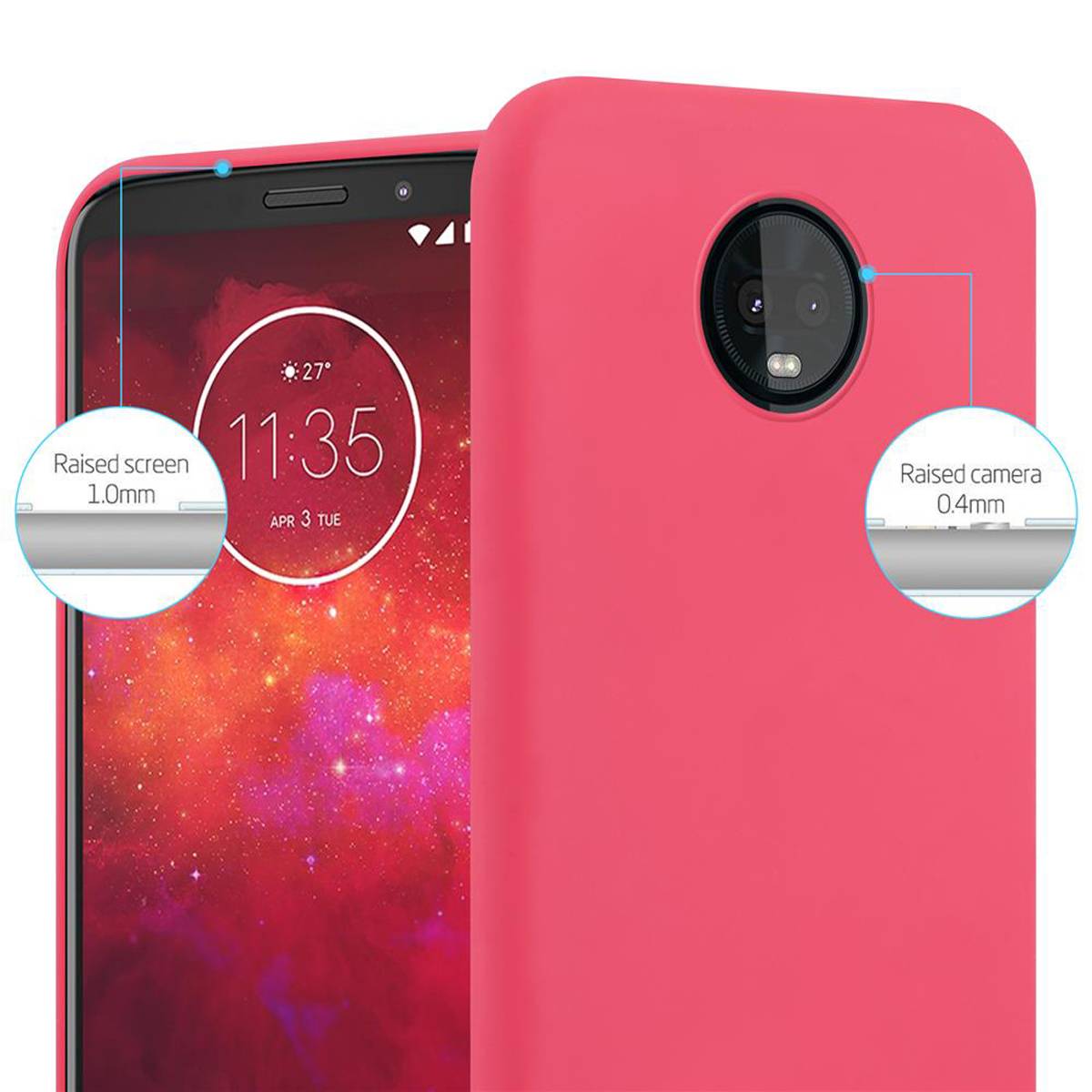 Cadorabo Hülle für Motorola MOTO Z3 PLAY Schutzhülle in Rot Handyhülle TPU Silikon Etui Case Cover