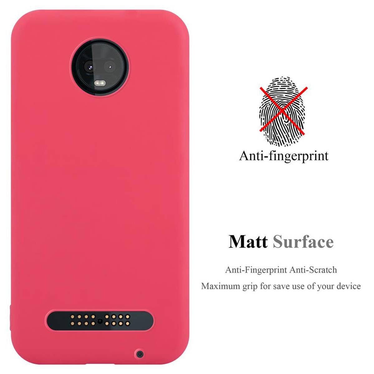 Cadorabo Hülle für Motorola MOTO Z3 PLAY Schutzhülle in Rot Handyhülle TPU Silikon Etui Case Cover