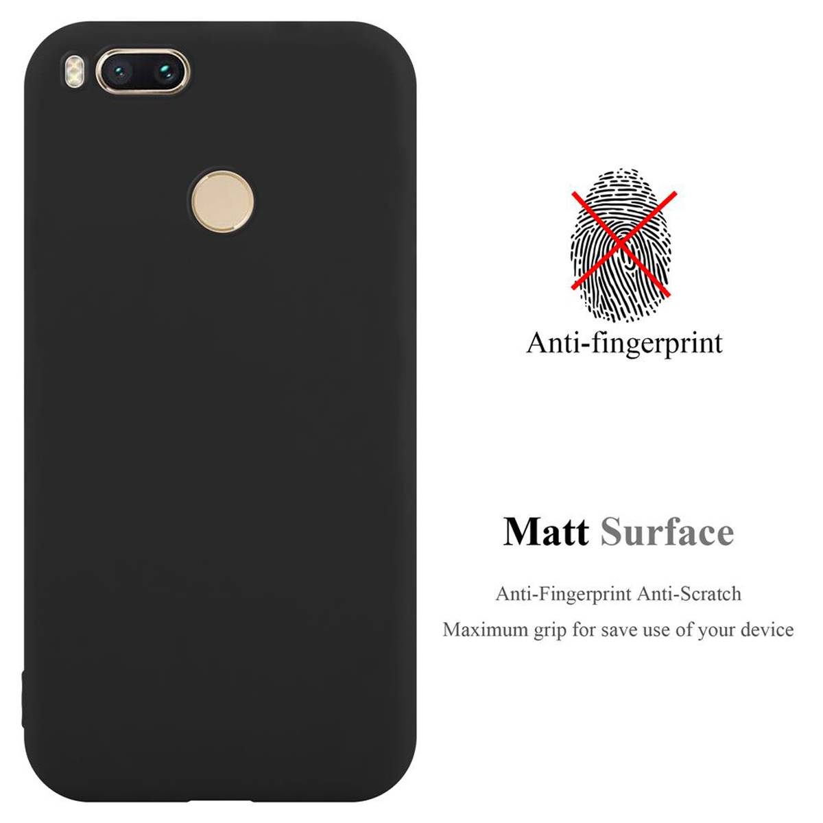 Cadorabo Hülle für Xiaomi Mi A1 / Mi 5X Schutzhülle in Schwarz Handyhülle TPU Silikon Etui Case Cover