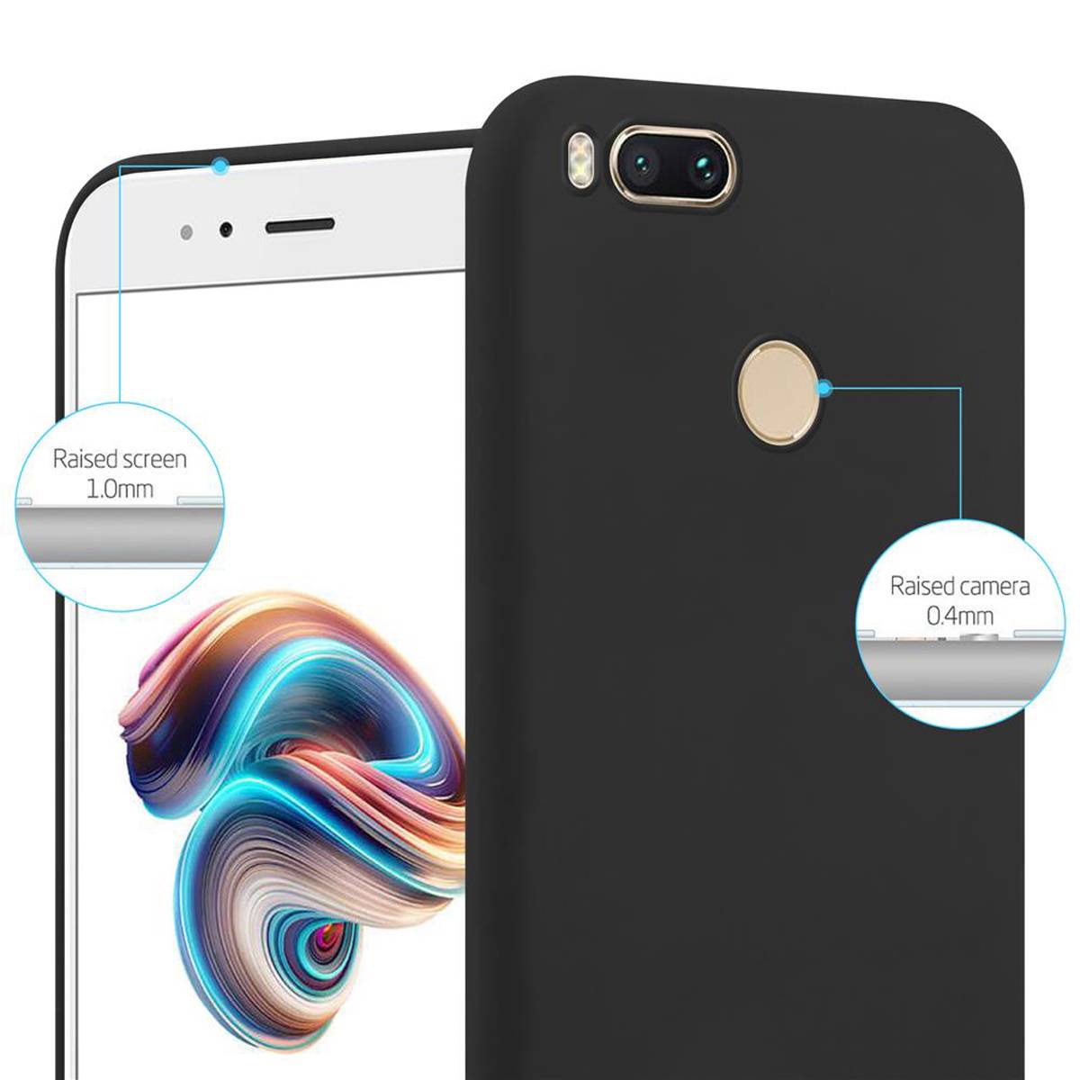 Cadorabo Hülle für Xiaomi Mi A1 / Mi 5X Schutzhülle in Schwarz Handyhülle TPU Silikon Etui Case Cover