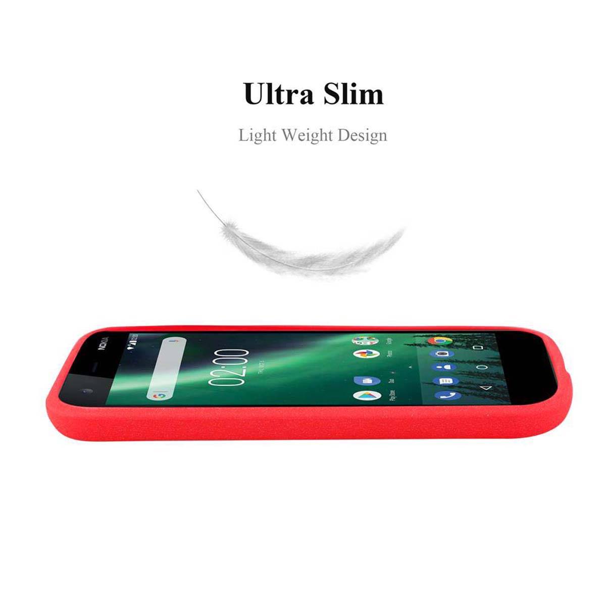 Cadorabo Schutzhülle für Nokia 1 2018 Hülle in Rot Handyhülle TPU Etui Cover Case