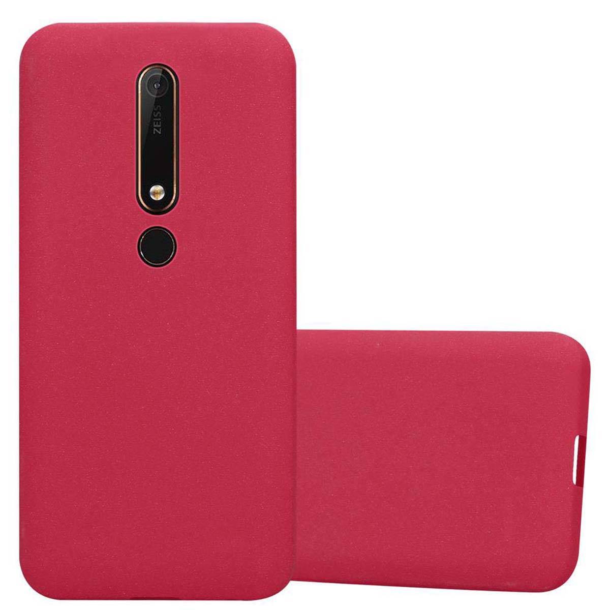 Cadorabo Schutzhülle für Nokia 6.1 Hülle in Rot Handyhülle TPU Etui Cover Case