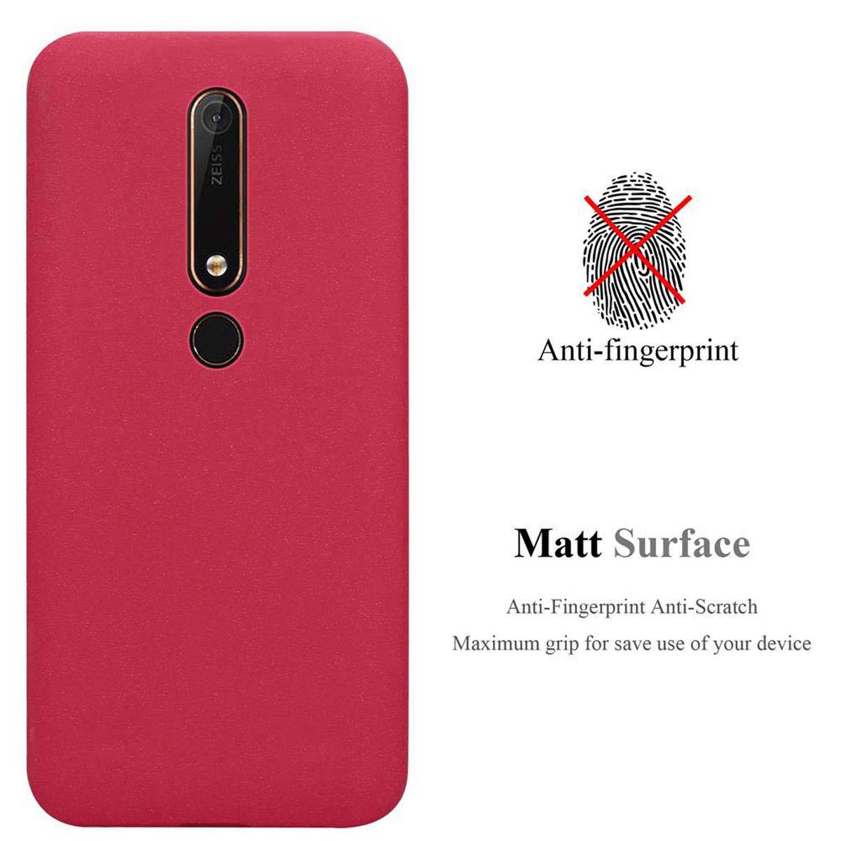 Cadorabo Schutzhülle für Nokia 6.1 Hülle in Rot Handyhülle TPU Etui Cover Case