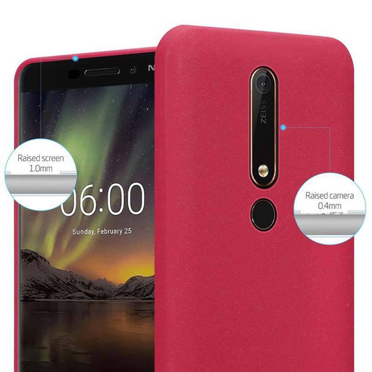 Cadorabo Schutzhülle für Nokia 6.1 Hülle in Rot Handyhülle TPU Etui Cover Case