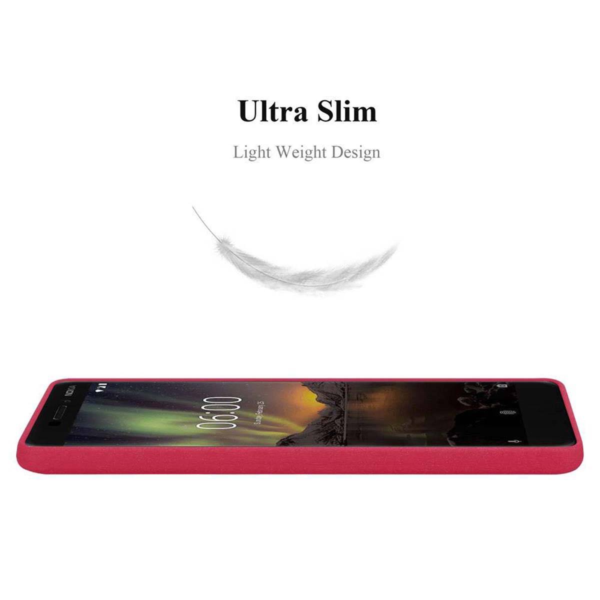 Cadorabo Schutzhülle für Nokia 6.1 Hülle in Rot Handyhülle TPU Etui Cover Case
