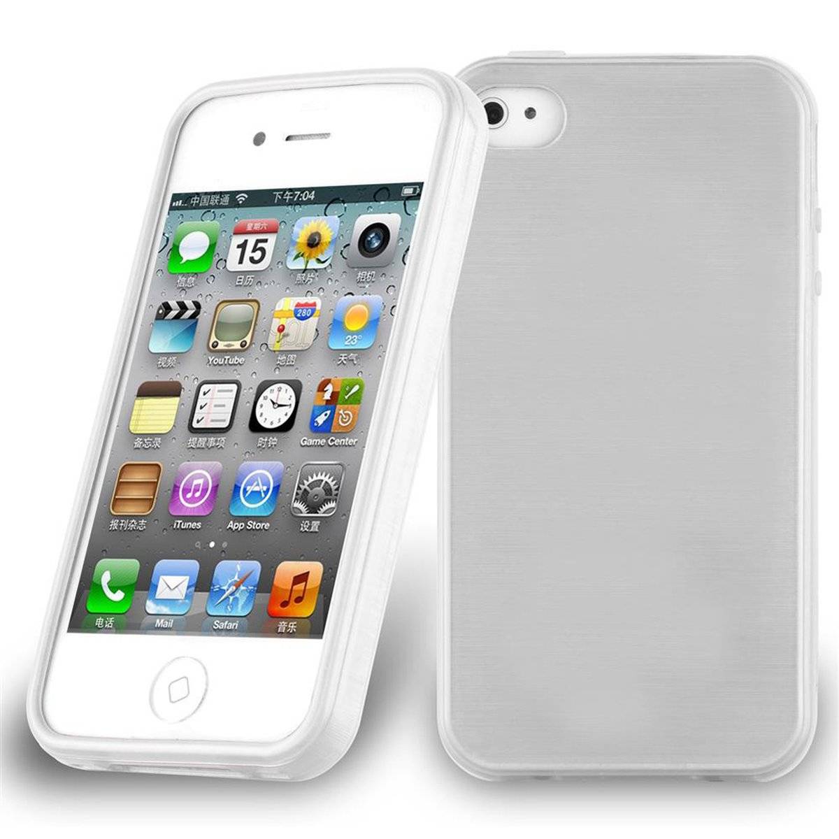 Flexible TPU Silikon Handy Schutzhülle - Hülle - ultra slim, silber, Backcover für Apple iPhone 4 / iPhone 4S