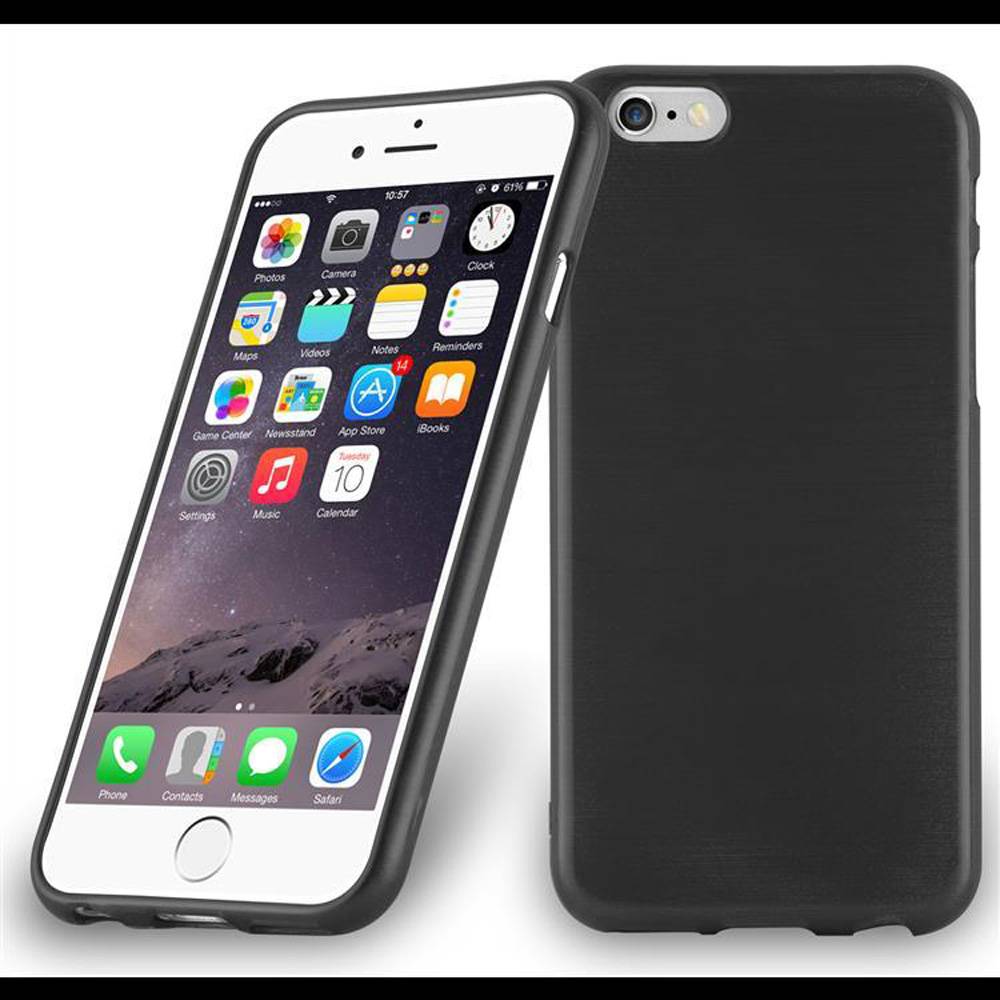 Cadorabo Hülle für Apple iPhone 6 / 6S Schutz Hülle in Schwarz Schutzhülle TPU Silikon Etui Case Cover