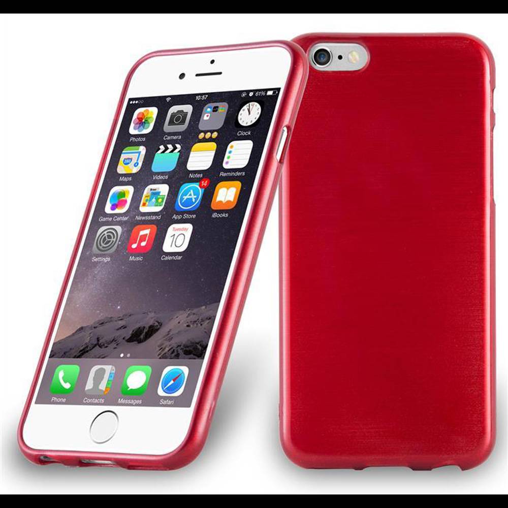 Cadorabo Hülle für Apple iPhone 6 / 6S Schutz Hülle in Rot Schutzhülle TPU Silikon Etui Case Cover