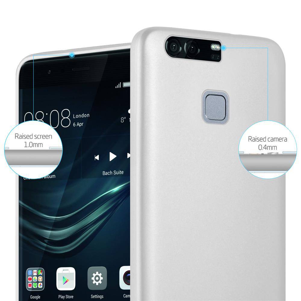 Cadorabo Schutzhülle für Huawei P9 PLUS Hülle in Silber Handyhülle TPU Silikon Etui Cover Case