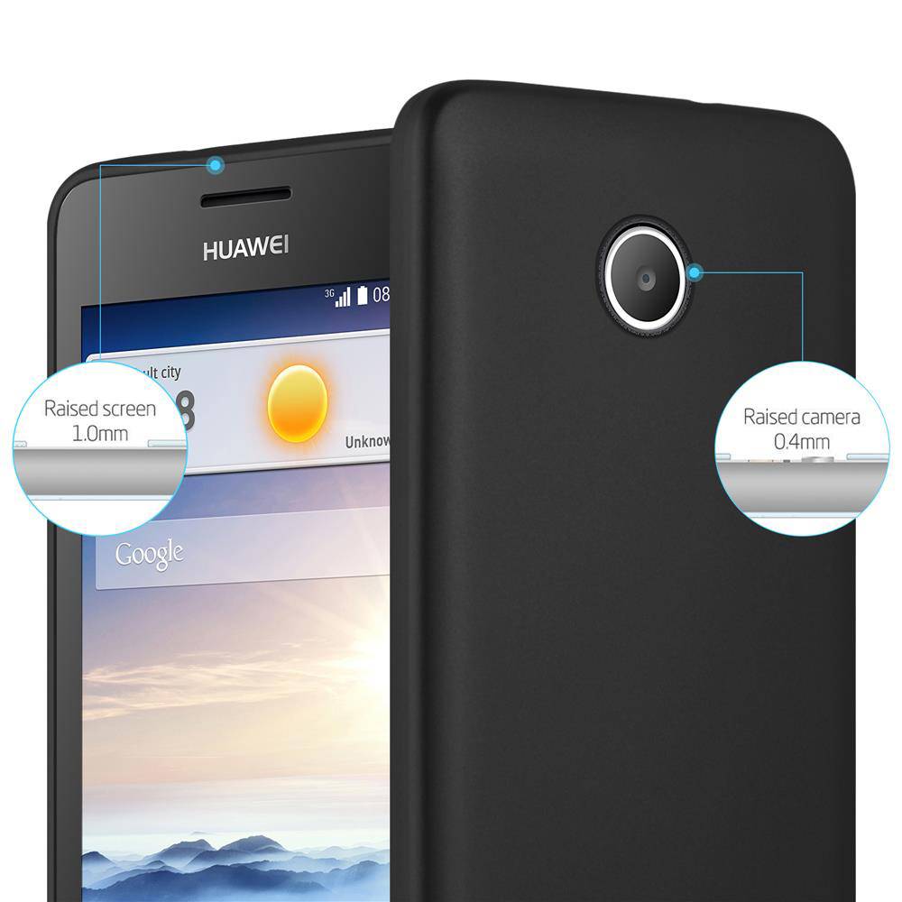 Cadorabo Schutzhülle für Huawei Y3 / Y3C / Y330 / Y331 / Y360 Hülle in Schwarz Handyhülle TPU Silikon Etui Cover Case