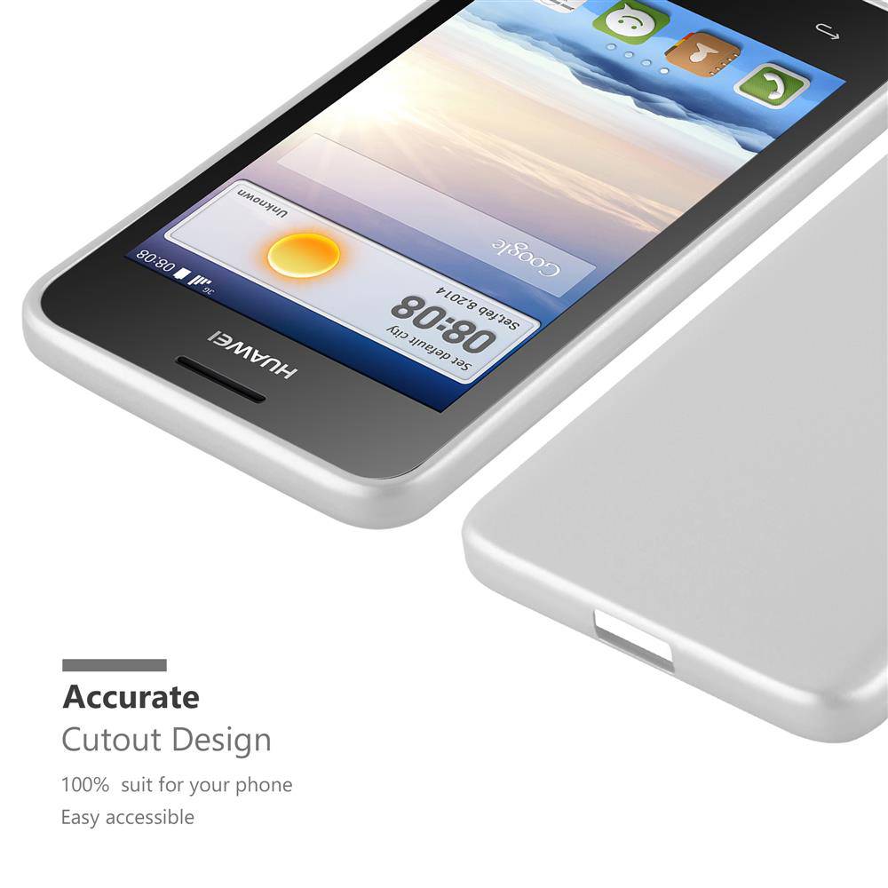 Cadorabo Schutzhülle für Huawei Y3 / Y3C / Y330 / Y331 / Y360 Hülle in Silber Handyhülle TPU Silikon Etui Cover Case