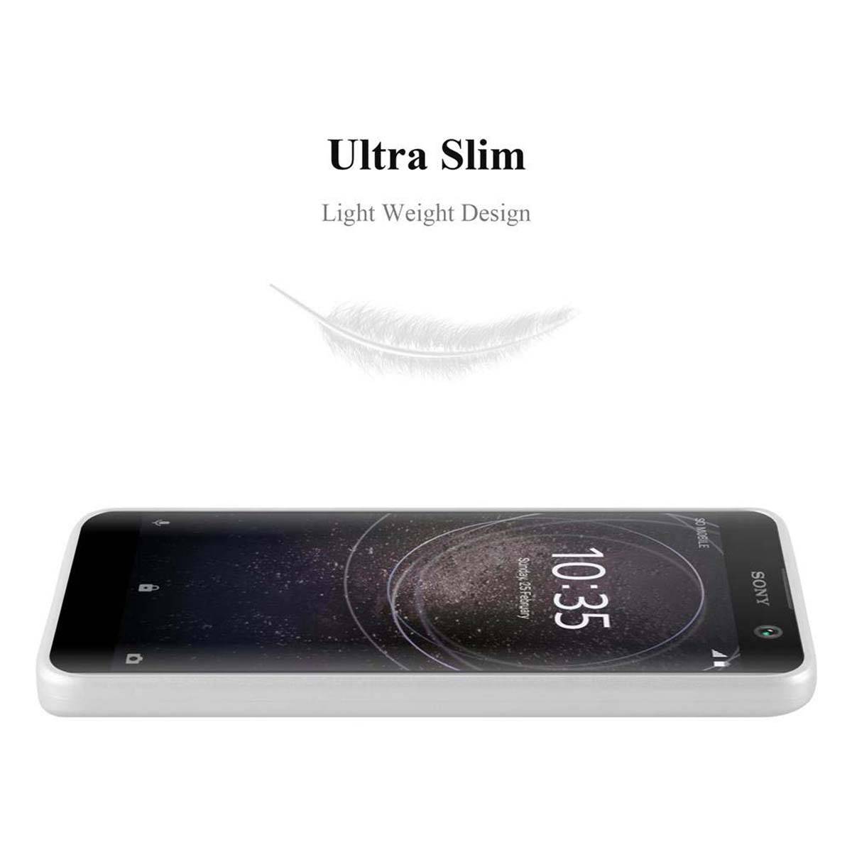 Cadorabo Schutzhülle für Sony Xperia XA2 Hülle in Silber Handyhülle TPU Silikon Etui Cover Case