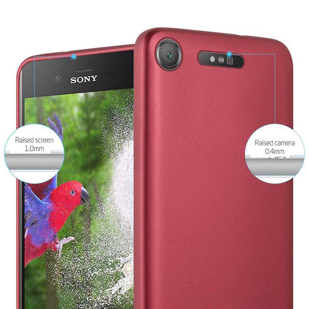 Cadorabo Schutzhülle für Sony Xperia XZ1 Hülle in Rot Handyhülle TPU Silikon Etui Cover Case